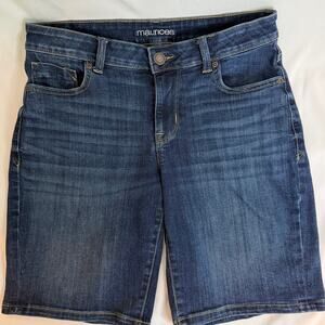Maurices Denim Bermuda Shorts Size 8 Mid‎ Rise Stretch Blue Jean